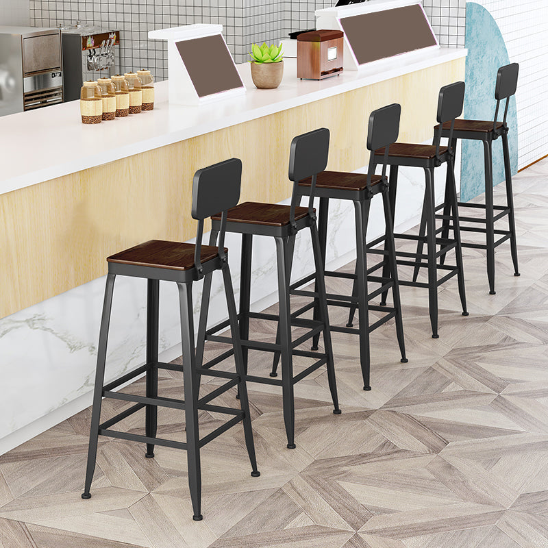 Industrial Square Footrest Counter Chair Metal Low Back Counter and Bar Stool