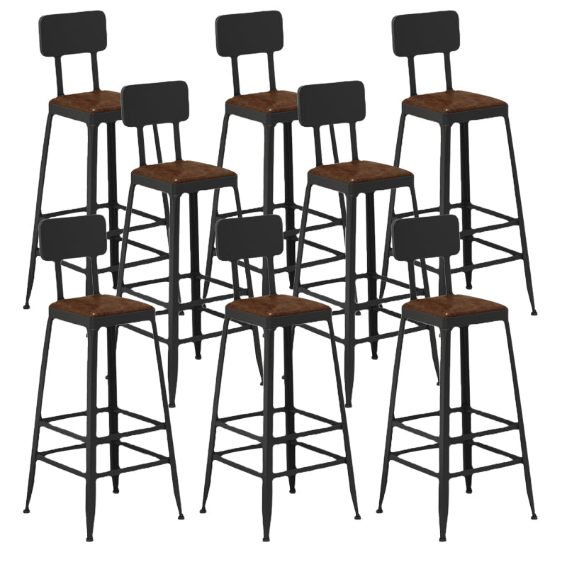 Industrial Square Footrest Counter Chair Metal Low Back Counter and Bar Stool