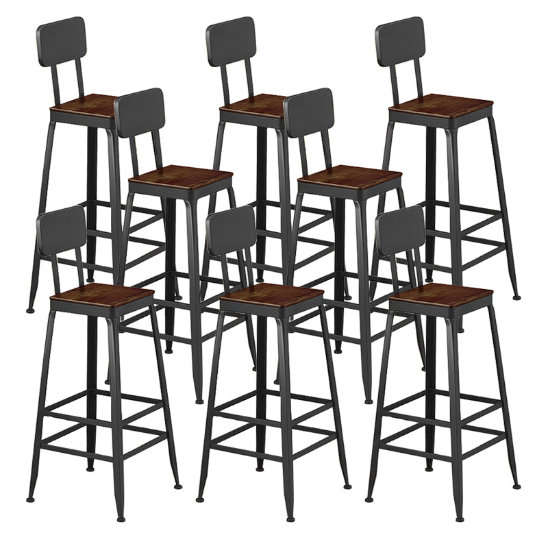 Industrial Square Footrest Counter Chair Metal Low Back Counter and Bar Stool