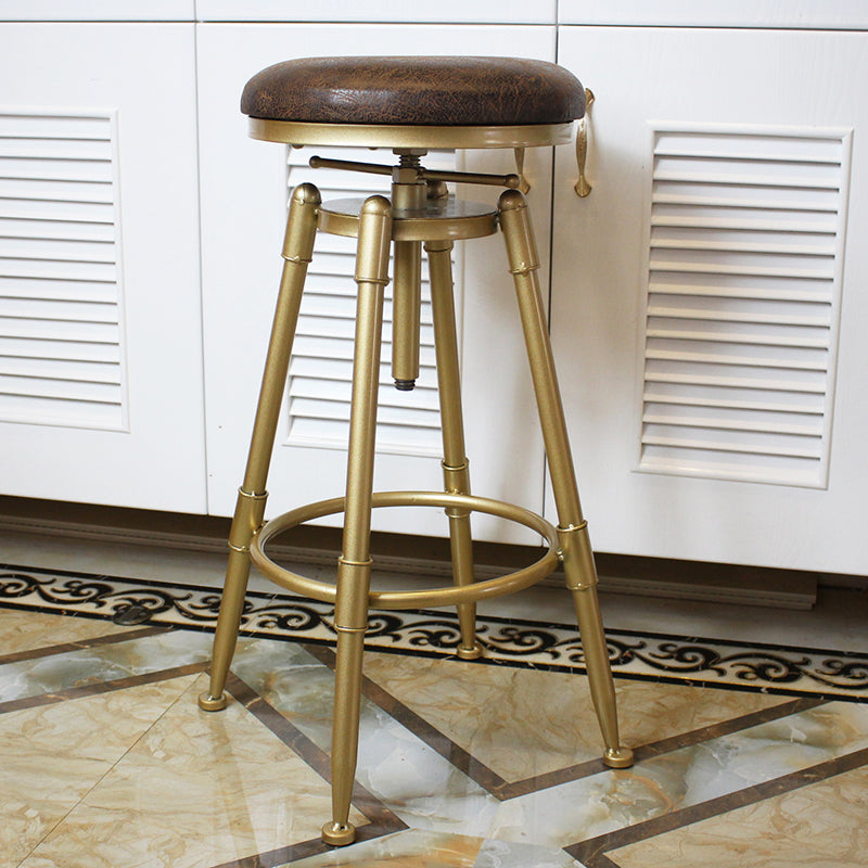 Nordic Armless Counter Stool Iron Bar Stool with Seat and Pedal