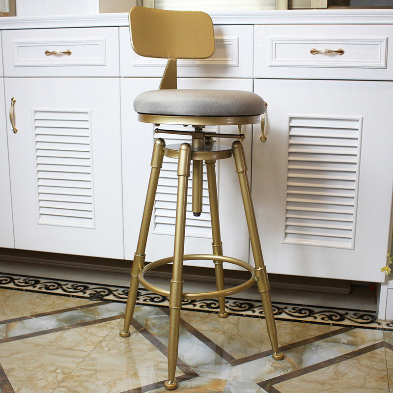 Nordic Armless Counter Stool Iron Bar Stool with Seat and Pedal
