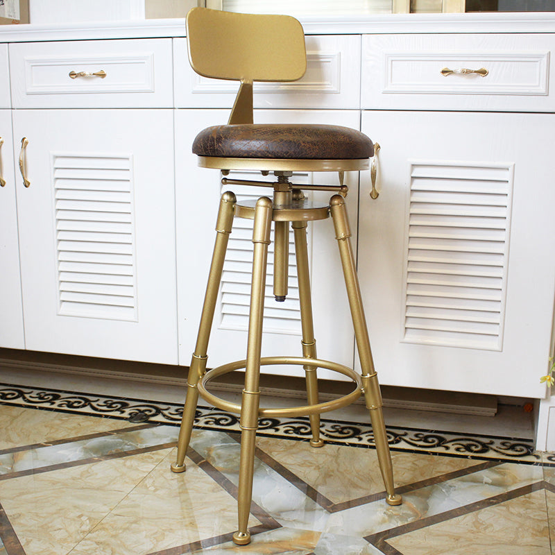 Nordic Armless Counter Stool Iron Bar Stool with Seat and Pedal