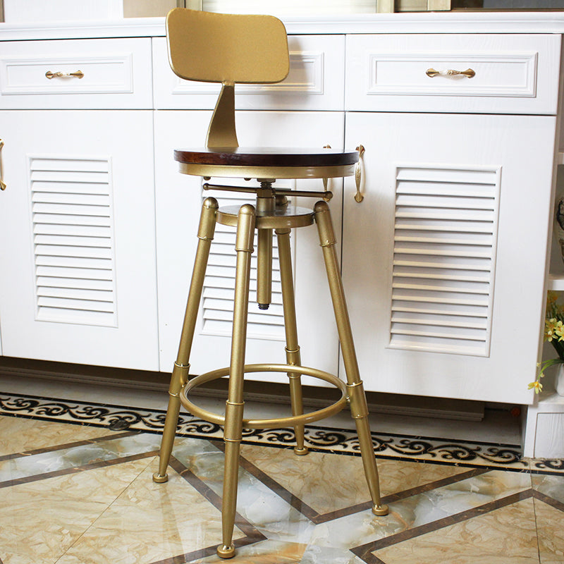 Nordic Armless Counter Stool Iron Bar Stool with Seat and Pedal