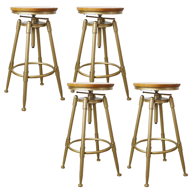 Nordic Armless Counter Stool Iron Bar Stool with Seat and Pedal