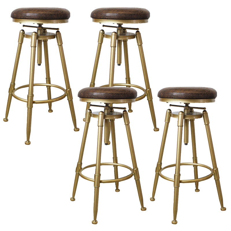 Nordic Armless Counter Stool Iron Bar Stool with Seat and Pedal