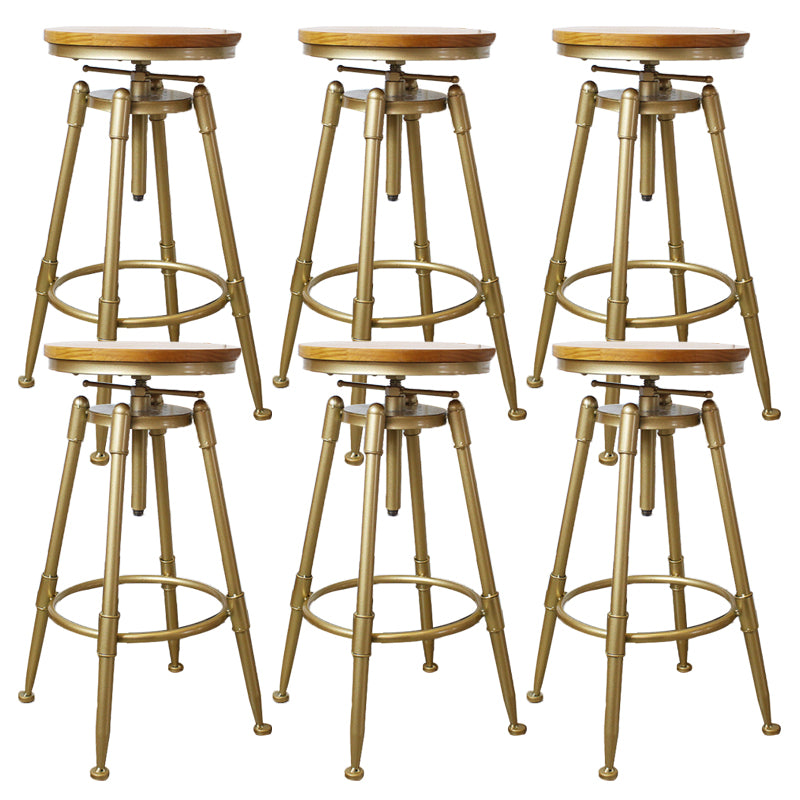 Nordic Armless Counter Stool Iron Bar Stool with Seat and Pedal