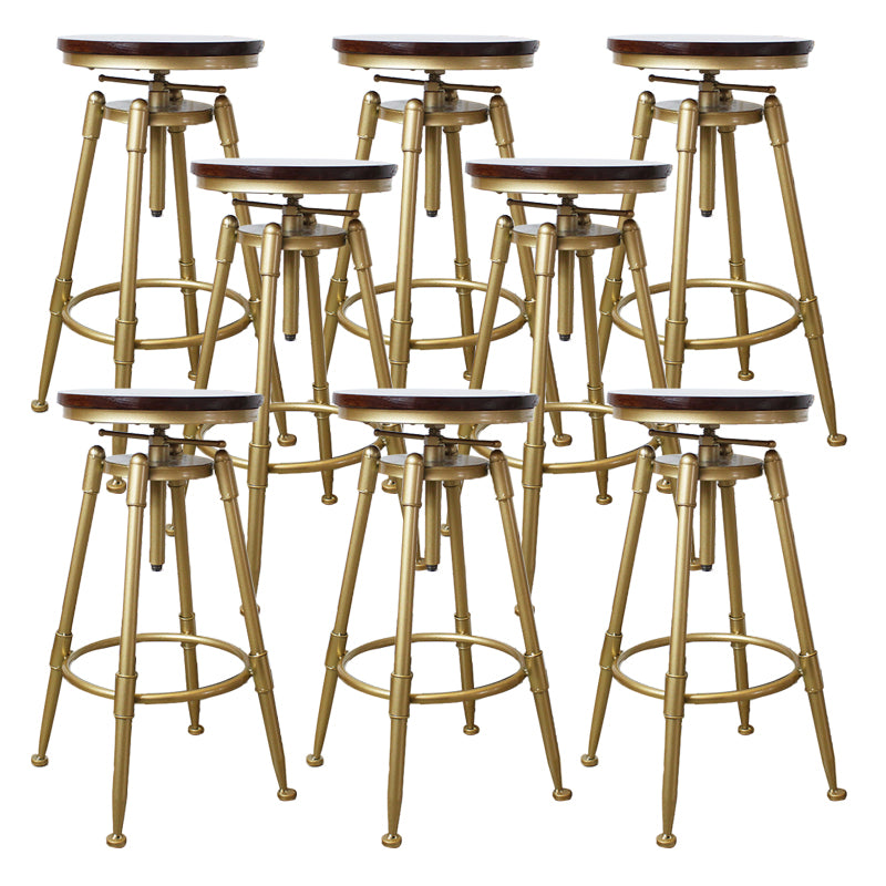 Nordic Armless Counter Stool Iron Bar Stool with Seat and Pedal