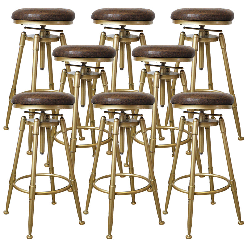 Nordic Armless Counter Stool Iron Bar Stool with Seat and Pedal