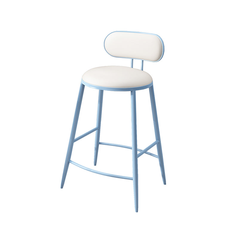 Indoor Round Modern Bar & Counter Stool White Upholstered Low Back Counter Bar Stool