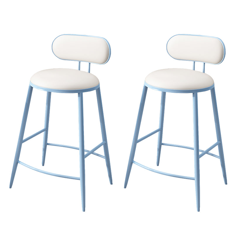 Indoor Round Modern Bar & Counter Stool White Upholstered Low Back Counter Bar Stool