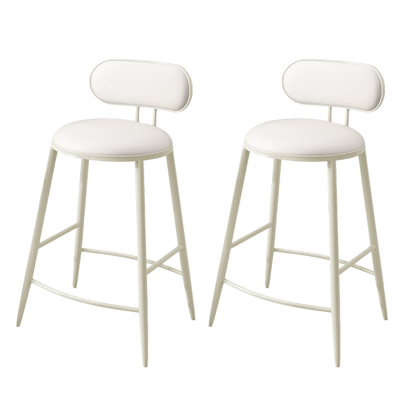 Indoor Round Modern Bar & Counter Stool White Upholstered Low Back Counter Bar Stool