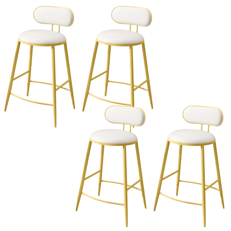 Indoor Round Modern Bar & Counter Stool White Upholstered Low Back Counter Bar Stool