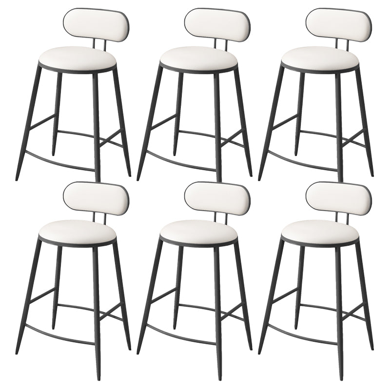 Indoor Round Modern Bar & Counter Stool White Upholstered Low Back Counter Bar Stool