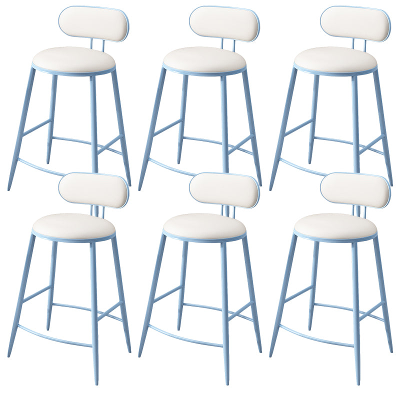Indoor Round Modern Bar & Counter Stool White Upholstered Low Back Counter Bar Stool