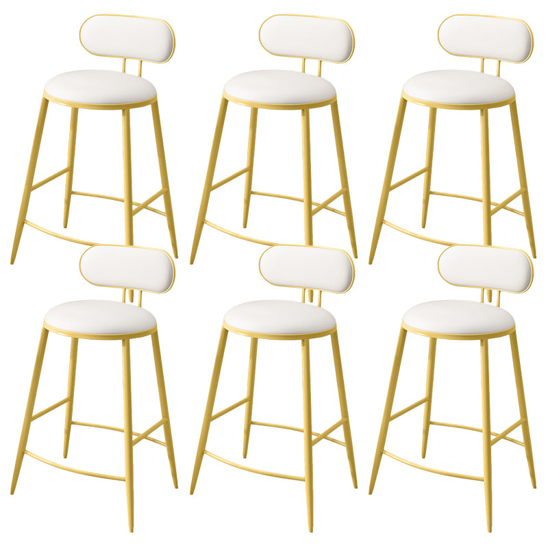 Indoor Round Modern Bar & Counter Stool White Upholstered Low Back Counter Bar Stool