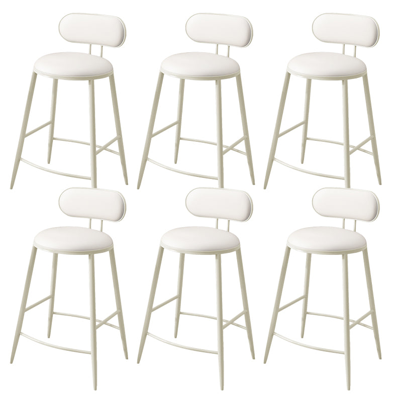 Indoor Round Modern Bar & Counter Stool White Upholstered Low Back Counter Bar Stool