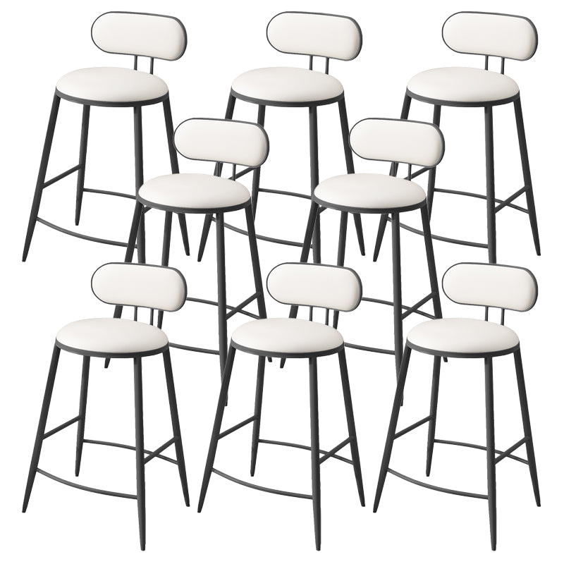 Indoor Round Modern Bar & Counter Stool White Upholstered Low Back Counter Bar Stool