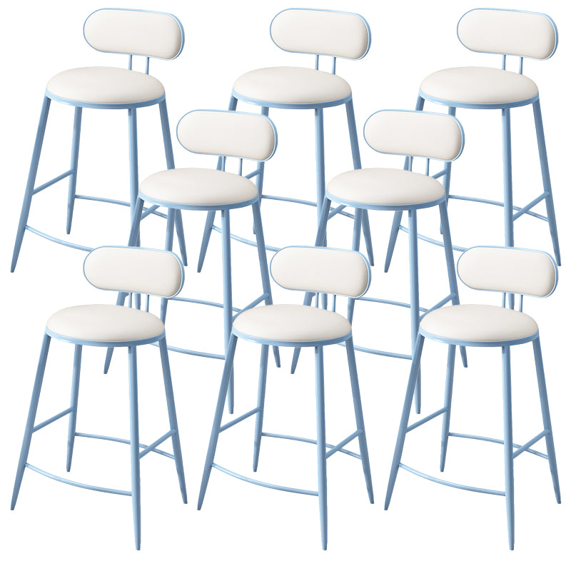Indoor Round Modern Bar & Counter Stool White Upholstered Low Back Counter Bar Stool