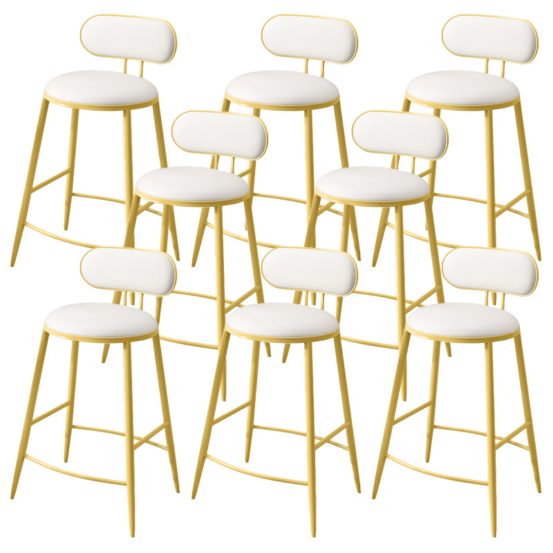 Indoor Round Modern Bar & Counter Stool White Upholstered Low Back Counter Bar Stool