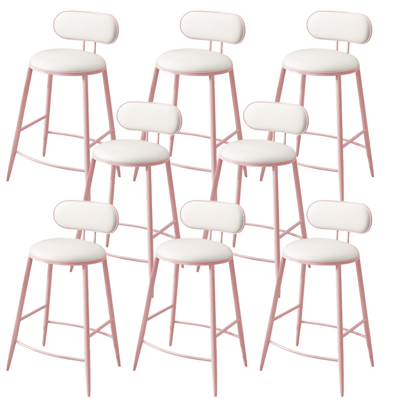 Indoor Round Modern Bar & Counter Stool White Upholstered Low Back Counter Bar Stool