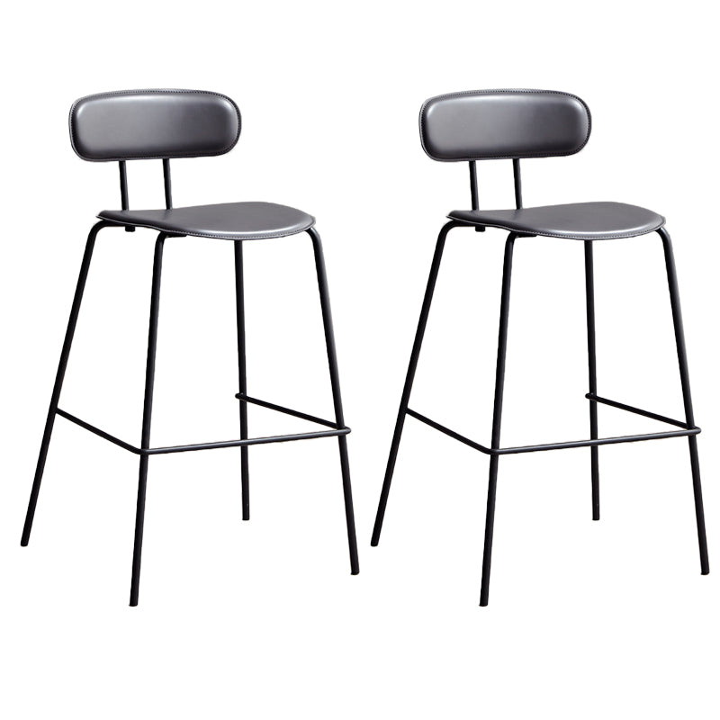 Matte Finish Leather Barstool Nordic Style Coffee Shop Low Back Stool