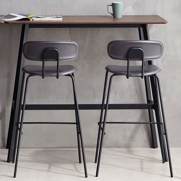 Matte Finish Leather Barstool Nordic Style Coffee Shop Low Back Stool