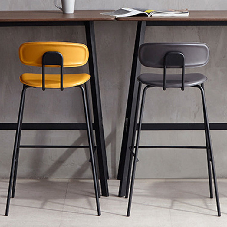 Matte Finish Leather Barstool Nordic Style Coffee Shop Low Back Stool