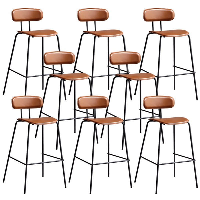 Matte Finish Leather Barstool Nordic Style Coffee Shop Low Back Stool