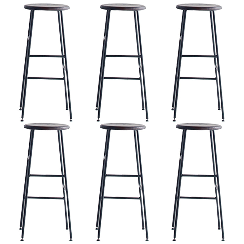 Modern Solid Wood Counter-height Stool Footrest Coffee Shop Round Bar Stools