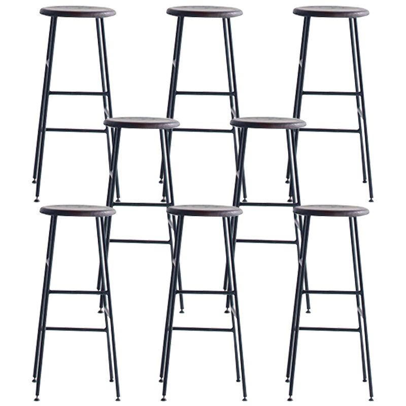 Modern Solid Wood Counter-height Stool Footrest Coffee Shop Round Bar Stools