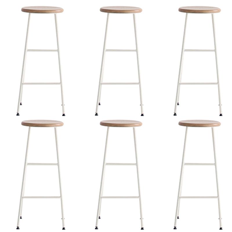 Modern Solid Wood Counter-height Stool Footrest Coffee Shop Round Bar Stools