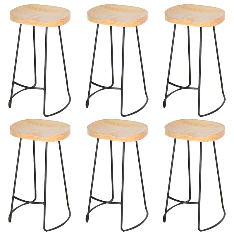 Modern Solid Wood Counter Stool Footrest Saddle Seat Counter Bar Stool in Natural