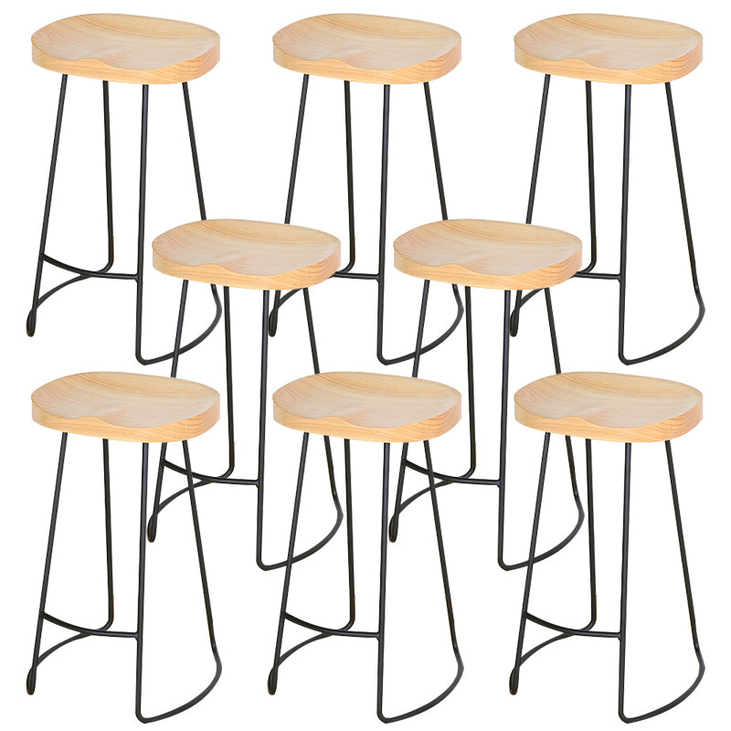 Modern Solid Wood Counter Stool Footrest Saddle Seat Counter Bar Stool in Natural