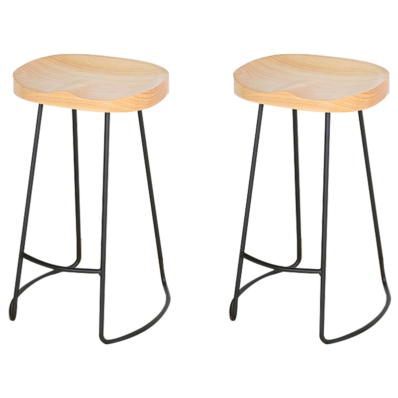 Modern Solid Wood Counter Stool Footrest Saddle Seat Counter Bar Stool in Natural