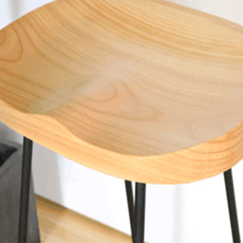 Modern Solid Wood Counter Stool Footrest Saddle Seat Counter Bar Stool in Natural