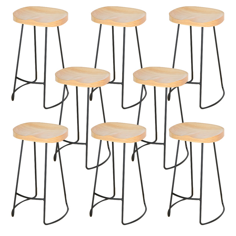 Modern Solid Wood Counter Stool Footrest Saddle Seat Counter Bar Stool in Natural