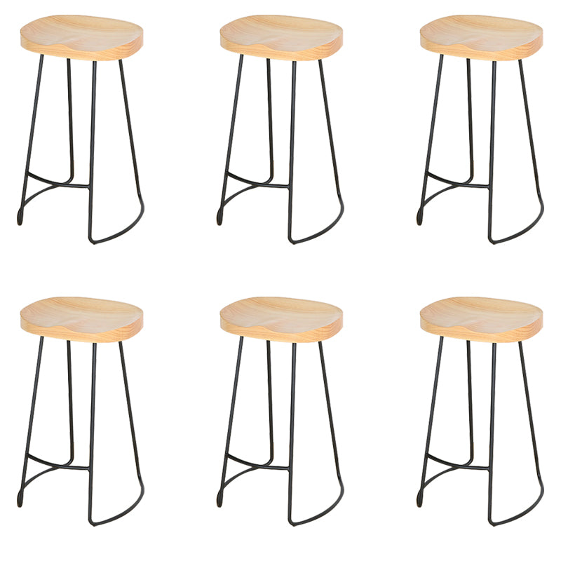 Modern Solid Wood Counter Stool Footrest Saddle Seat Counter Bar Stool in Natural