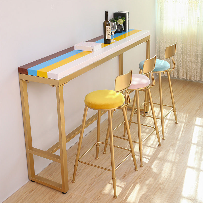 Nordic Armless Backrest Counter Stool Iron Dining Room Bar Stool with Pedal