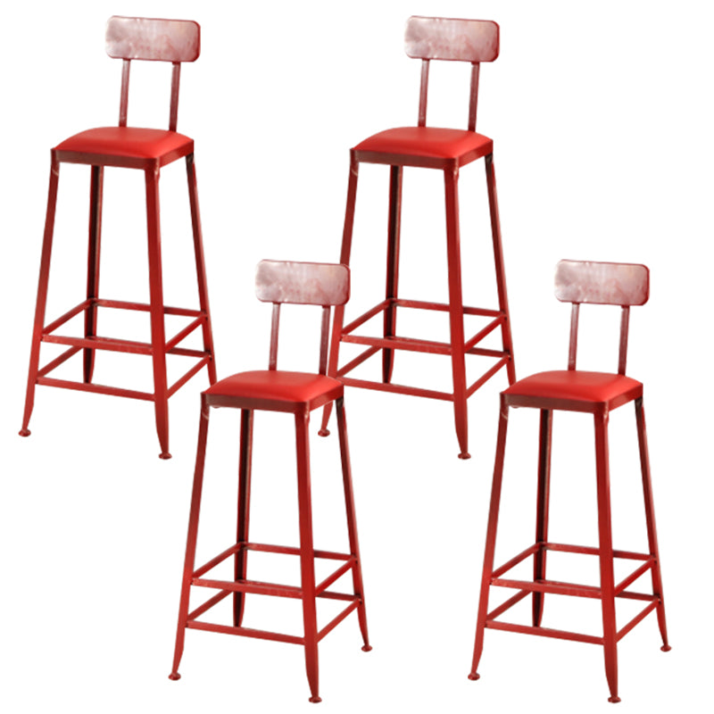 Nordic Armless Backrest Counter Stool Iron Dining Room Bar Stool with Pedal