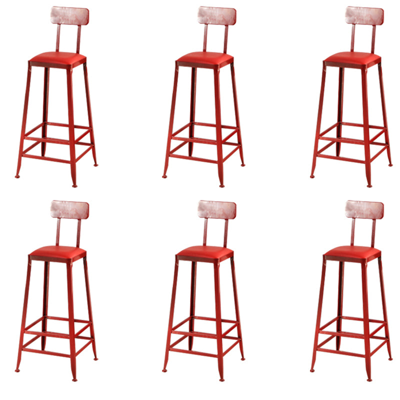 Nordic Armless Backrest Counter Stool Iron Dining Room Bar Stool with Pedal