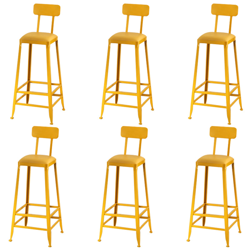 Nordic Armless Backrest Counter Stool Iron Dining Room Bar Stool with Pedal