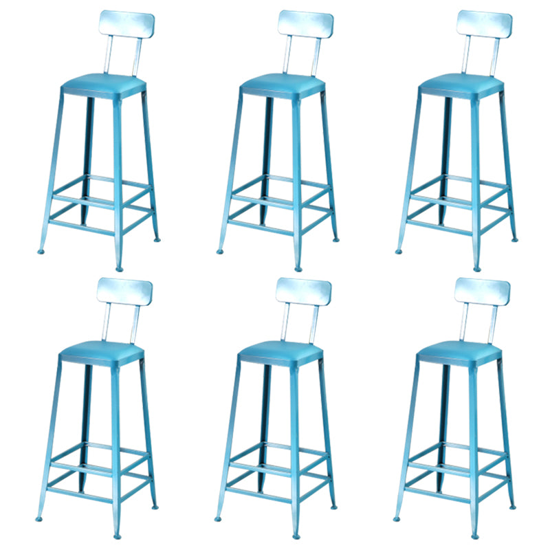 Nordic Armless Backrest Counter Stool Iron Dining Room Bar Stool with Pedal