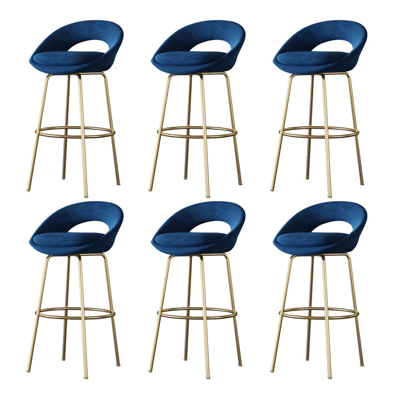 Contemporary Armless Backrest Counter Stool Iron Bar Stool with Cushion and Footrest