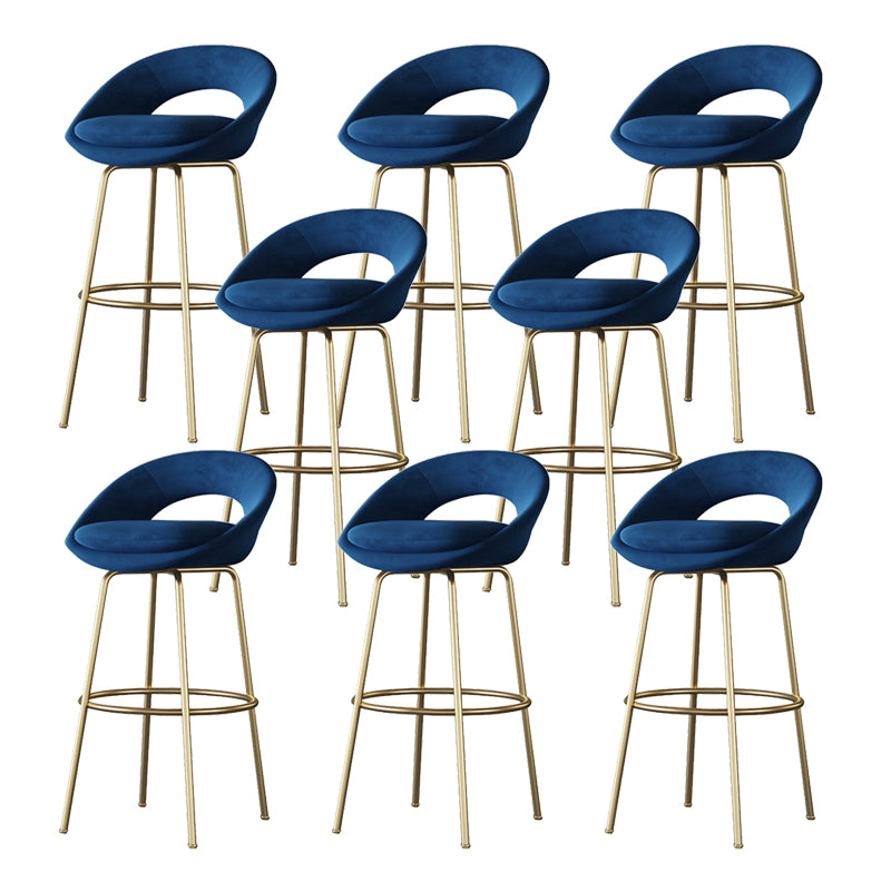 Contemporary Armless Backrest Counter Stool Iron Bar Stool with Cushion and Footrest