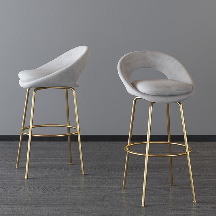 Contemporary Armless Backrest Counter Stool Iron Bar Stool with Cushion and Footrest