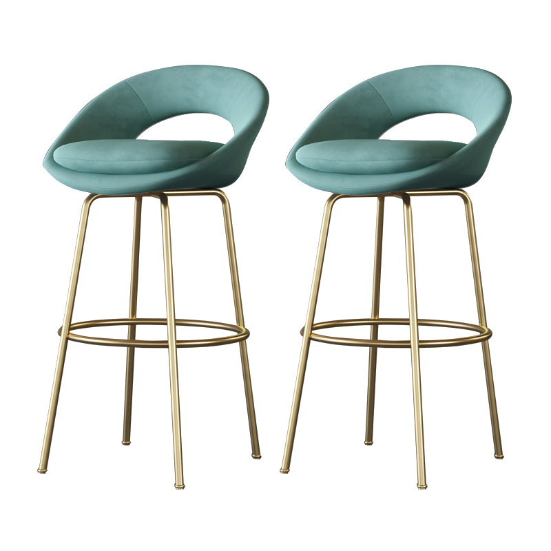 Contemporary Armless Backrest Counter Stool Iron Bar Stool with Cushion and Footrest