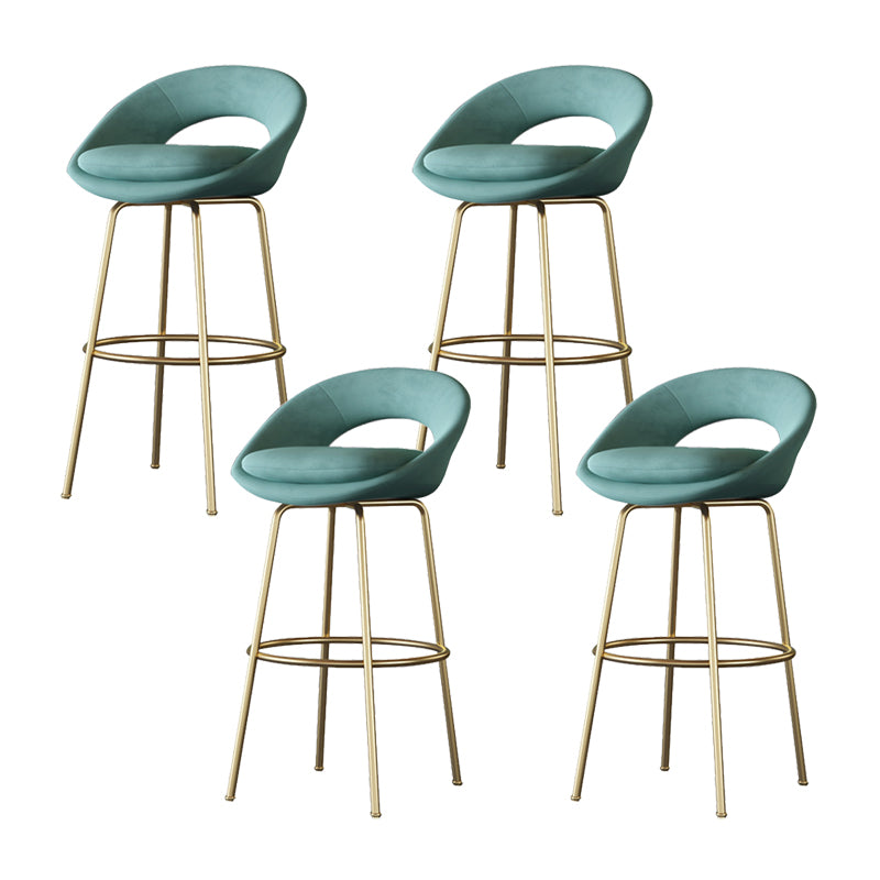 Contemporary Armless Backrest Counter Stool Iron Bar Stool with Cushion and Footrest