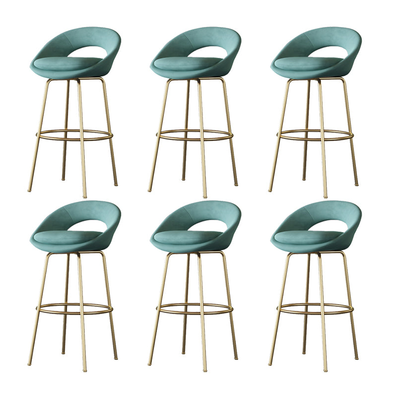 Contemporary Armless Backrest Counter Stool Iron Bar Stool with Cushion and Footrest