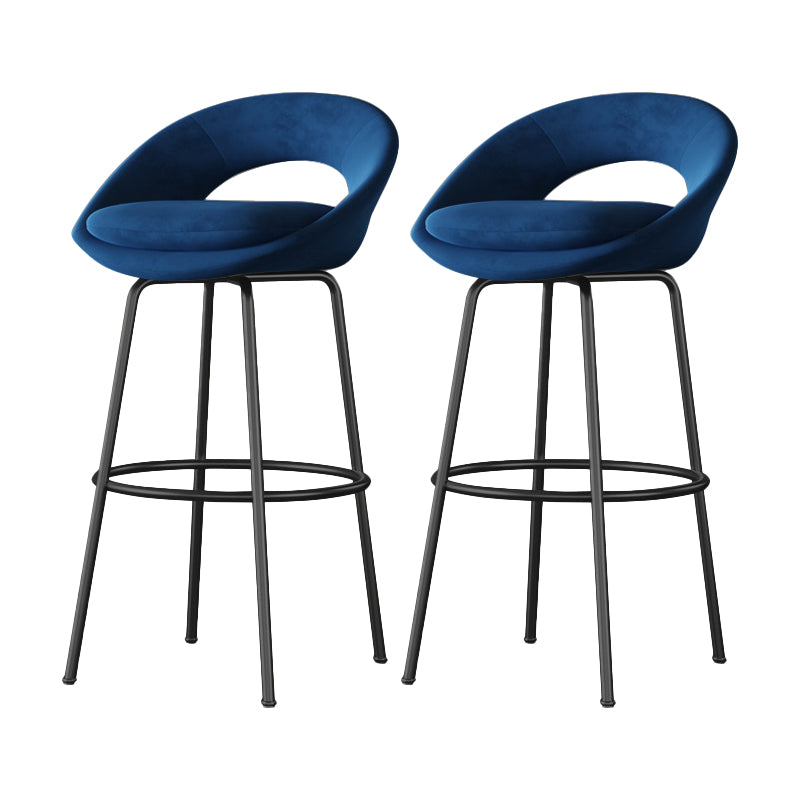 Contemporary Armless Backrest Counter Stool Iron Bar Stool with Cushion and Footrest