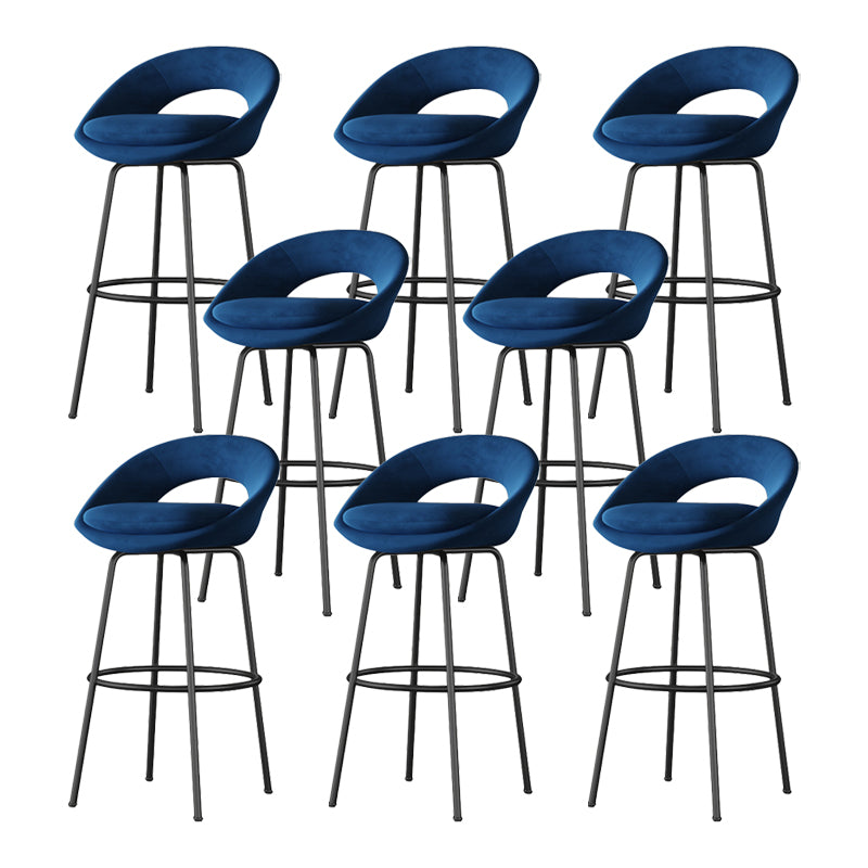 Contemporary Armless Backrest Counter Stool Iron Bar Stool with Cushion and Footrest